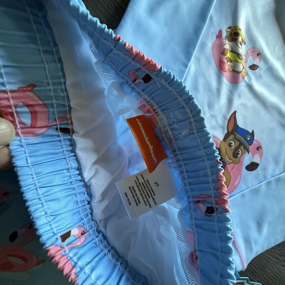 Boys Size 2T Paw Patrol 2-Piece Swim Set Swim Shirt & Swim Trunks Chase NEW - Picture 3 of 5